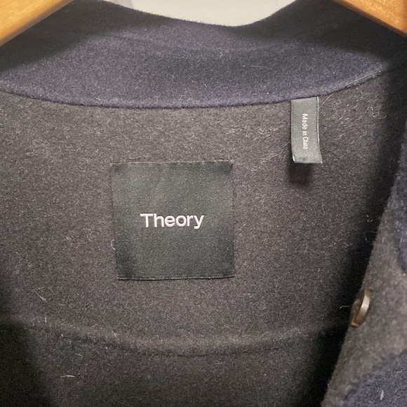 Theory Shirt Jacket Wool Cashmere Navy Black Medium - Picture 3 of 7
